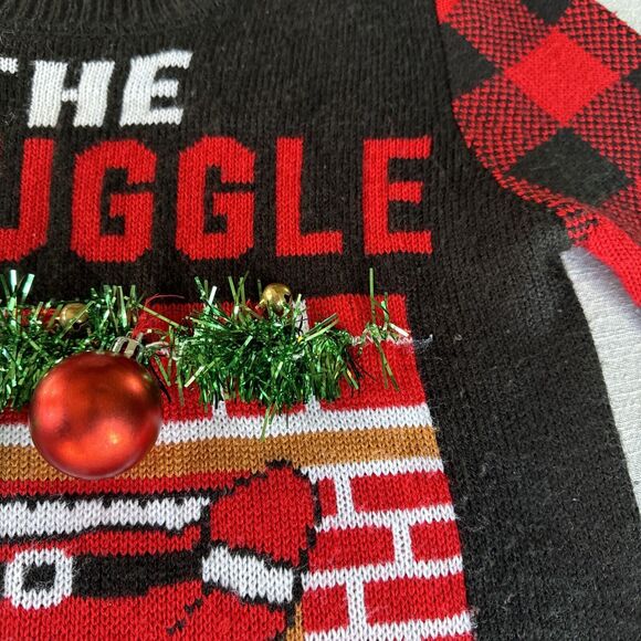 Santa Struggle is Real Ugly Christmas Sweater‎ Fireplace Plaid M (7-9) - Picture 3 of 7
